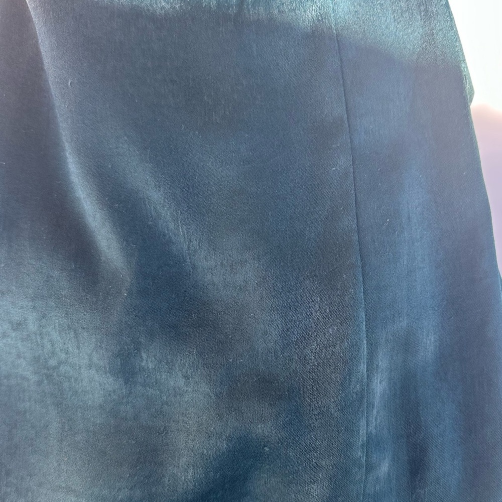 Lulus Wrapped Up In Love Dark Green Satin Faux Wrap Midi Dress M - Picture 10 of 10